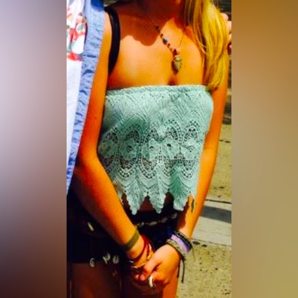 Teal Crochet Tube Top
